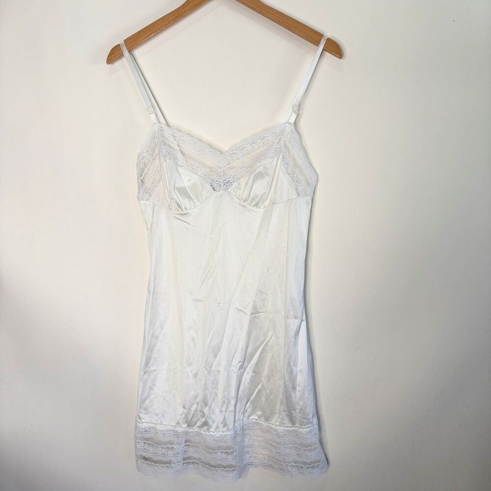 Vintage Blair Slip Cami Camisole Lingerie Nightgown Lace Trim Top White Women S